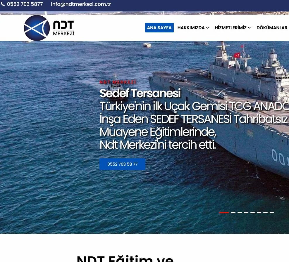 NDT Merkezi web sitesi ekran görüntüsü