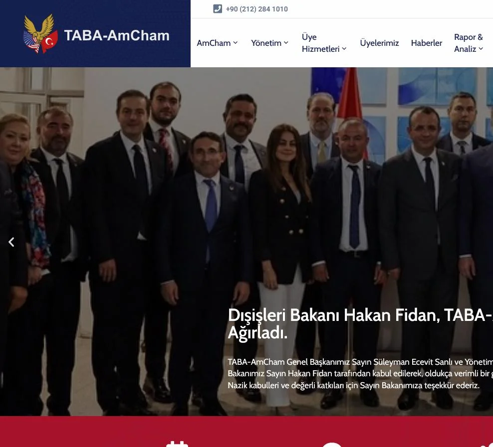 Türk-Amerikan İşadamları Derneği web sitesi ekran görüntüsü