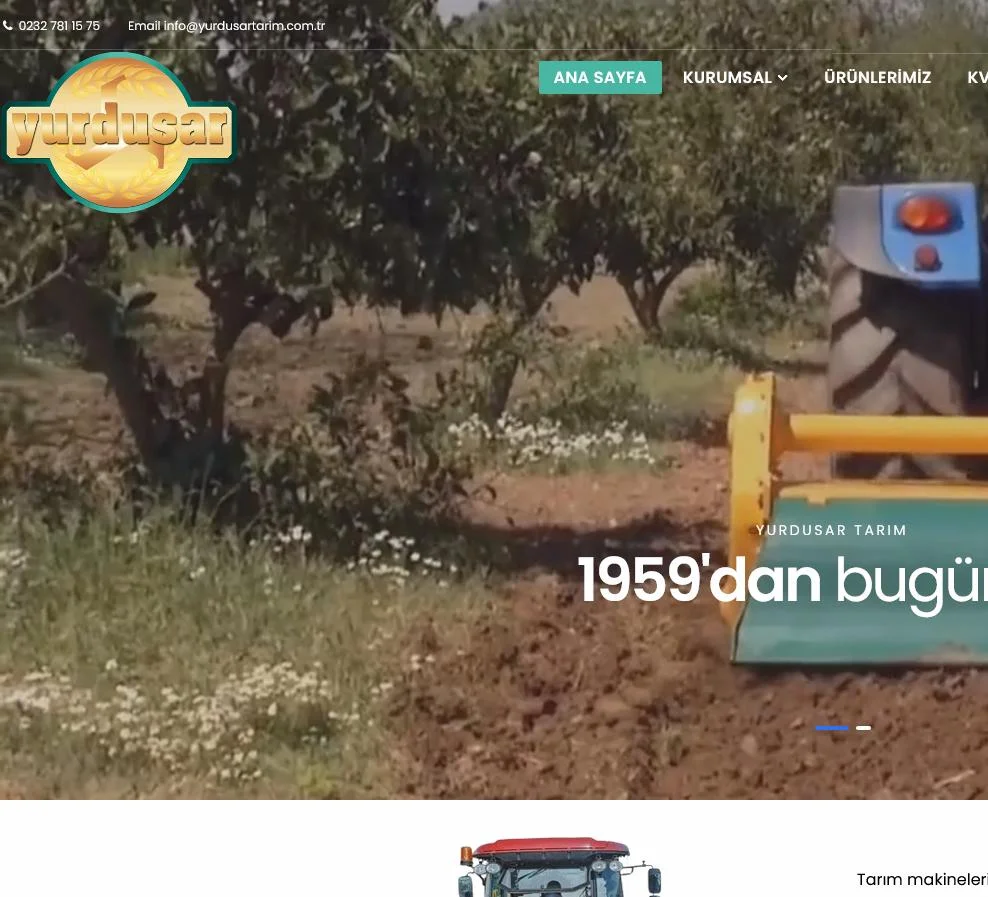 Yurdusar Tarım web sitesi ekran görüntüsü